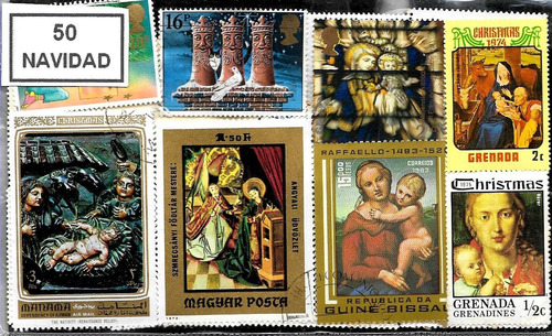 50 Estampillas Diferentes Tema Navidad Christmas Mundiales