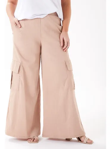 Pantalon Mujer Super Ancho Cargo Bolsillos Palazzo Suelto