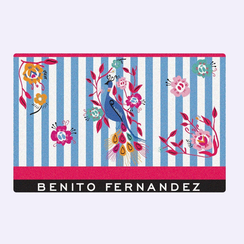 Alfombra De Baño 50x75 Pavo Real - Benito Fernandez Color Celeste