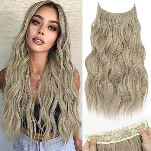 Deethens Long Wavy Hair Extensiones Ash Blonde With R37bz