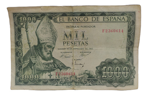 Antiguo Billete 1000 Pesetas España 1965 Pick 151