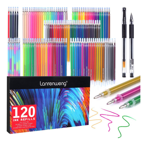 Lanrenweng Recambios Tinta Bolígrafos Gel 120 Colores, Tinta