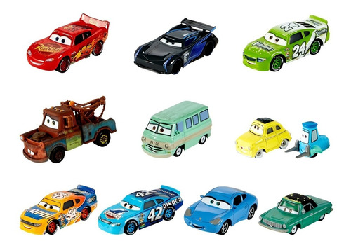 Cars 10 Vehículos Metal Disney Pixar Mattel