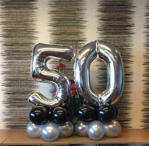 Globos Metalizados Numero Grande Plateado 76 Cm