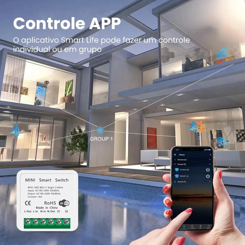 Para 5 Mini Switches Wi-fi Inteligentes Para