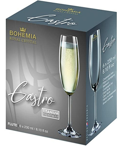 Copas De Champagne 230 Ml Flute- Cristal De Bohemia X6 U