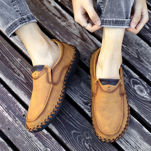 Mocasines For Hombre Zapatos De Cuero Sin Cordones