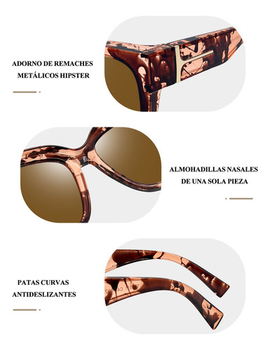 Lentes De Sol Sobrepuestos Polarizado Uv Hombre Mujer Grandes Estilo Clásico Unisex De Moda Anti Luz Solar Diseño Color Leopardo Rojo / Marrón