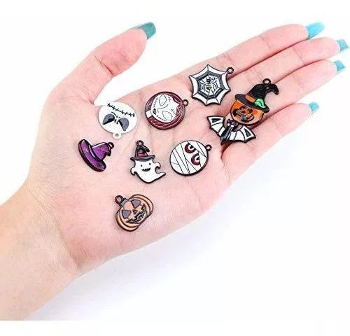 Linsoir Beads Assorted Halloween Charms Witch Charms/Goth Charms/Pumpkin Charms/Bats Charm/Ghost Charms Cute Jewelry Charms for Necklace Bracelet