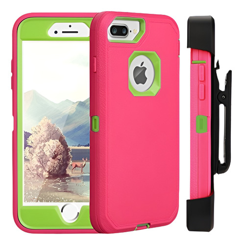 Carcasa P/ Para iPhone 7 Plus, 6 / 6s Plus Rosa Y Verde