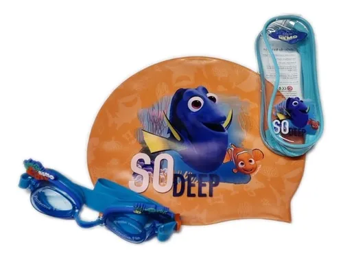 Set X3 Natación Gorro Silicona + Gafas Niños Disney