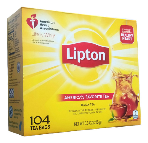Té Negro Lipton, America's Favorite Tea 104 Bolsitas 100% N
