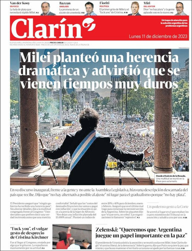 Milei Presidente : Asunción * Diario Clarín Diciembre 2023