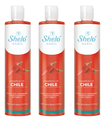 3 Pack Shampoo De Chile 530ml Shelo