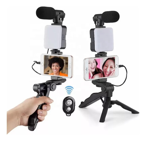 Video Making Kit, Trípode, Luz Led Y Micrófono. Mod Ay-49g