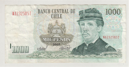  Billete Chile 1000 Pesos 2007 Corvo Hernandez Raro (c85)