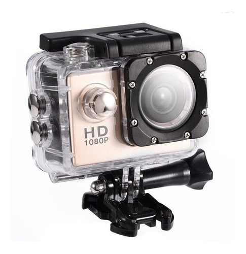 Camara Deportiva Hd Sumergible Hd1080p 30 Metros Color Dorado