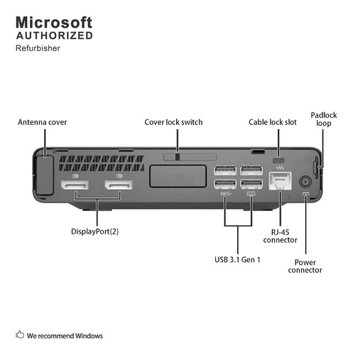 Hp Elitedesk 800 G3 Mini Pc Core I5 16gb 256gb Ssd Teclado (Reacondicionado)