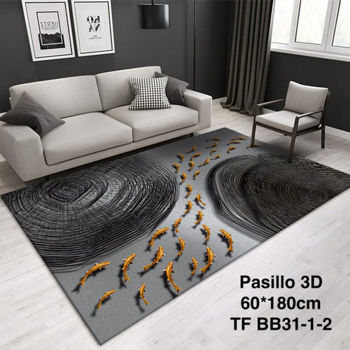 Alfombra Pasillera Impresión 3d Pasillo Baño 60 X 180cm