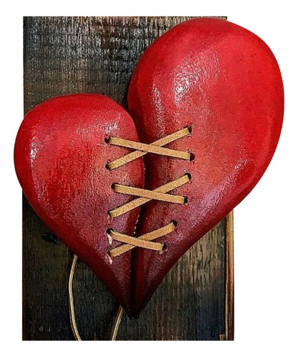 Tee Escultura De Pared De Madera Cosida En Forma De Corazón