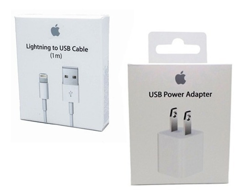 Cargador + Cable iPhone 5 6 7 8 X  Lightning Apple 1m