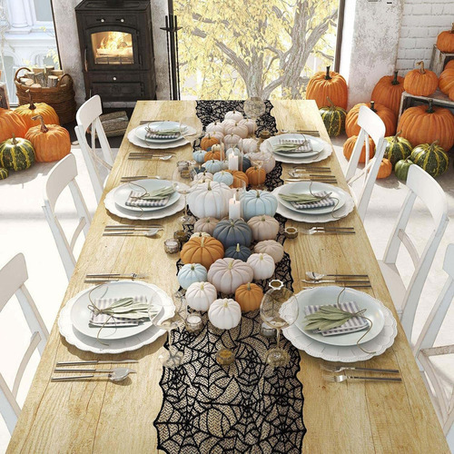 4 Piezas Conjuntos Decoraciones Mantel De Telaraña Halloween