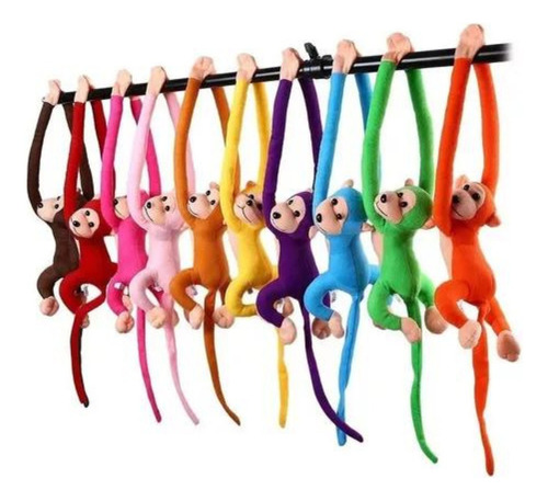 Macaquinho De Pelúcia Brinquedo Pendurador Macaco Abraçador Cor Rosa-claro