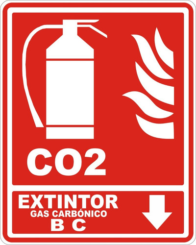 Aviso Señal Calcomanía De 30 X 24 Cm Extintor De Co2