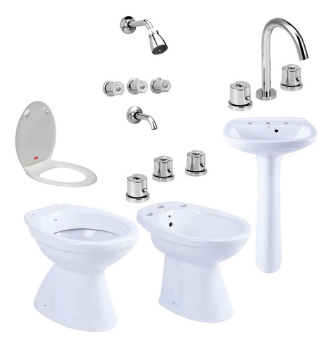 Juego Baño Vanitory Griferia Accesorio Tapa Completo Eg