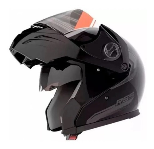 Casco Moto Hawk Rs5 Vector Rebatible Doble Visor Negro