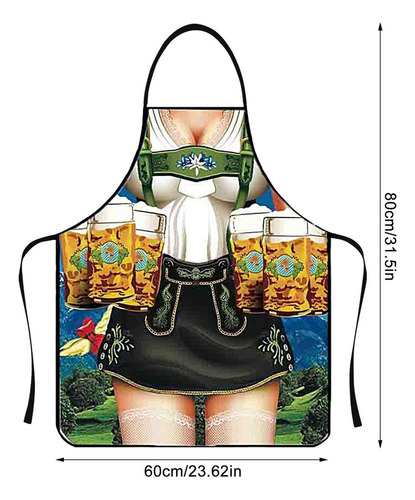Delantal Alemán A Prueba De Aceite Con Estampado 3d Con Tema