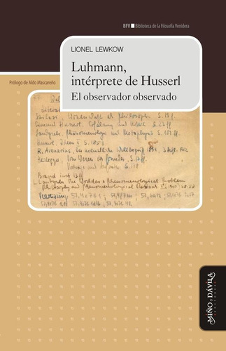 Luhmann, Intérprete De Husserl, De Lionel Lewkow