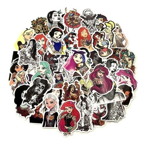 Stickers Princesas 50 Diferentes A Prueba De Agua Y Sol