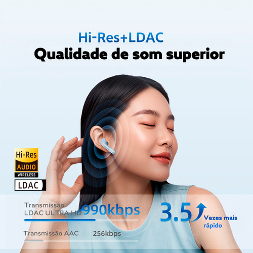 Fone Qcy Ailybuds E10 Bluetooth 5.4 Hi-res Ldac Cor Branco