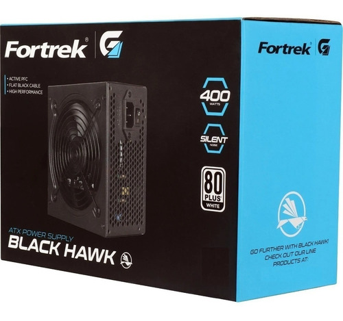 Fonte Gamer 400w White Black Hawk Atx Fortrek 80plus