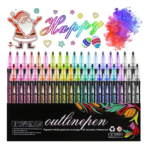 comprar 24 Marcadores Plumones Mágicos Doble Línea Metalizados