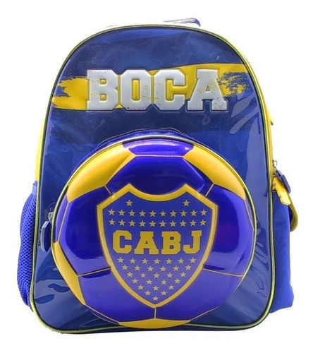 Mochila Espalda 16'' Escolar Boca Jrs Bo180 Color Azul Diseño de la tela Liso