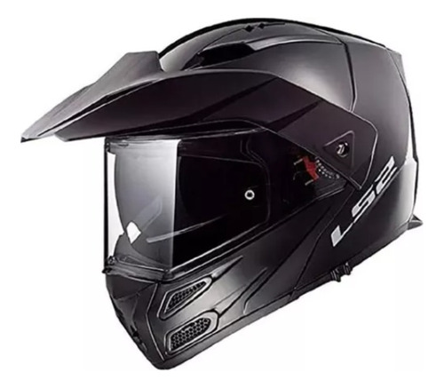 Casco Moto Ls2 Ff324 Abatible Metro Evo Negro Brillante