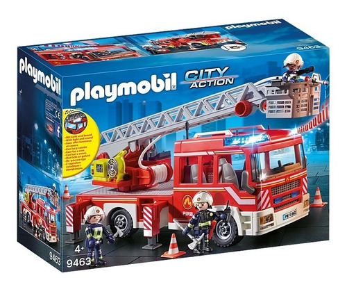 Playmobil City Action Caminhão De Bombeiros Com Luz Som 9463