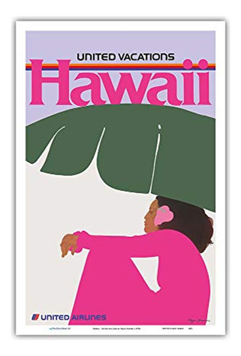 Pacifica Island Art - Hawaii - Lady In Pink - United Air Lin