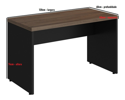Imagem 3 de 6 de Mesa Reta Pe Painel Home Office 120x60 Tampo De 30 Mm