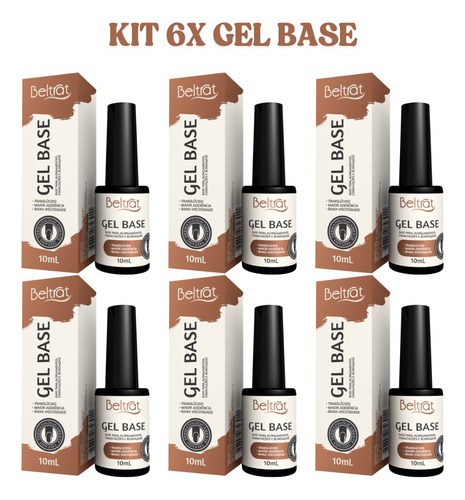 Kit 6 Gel Base Transparente 10ml Beltrat Blindagem Capa Base