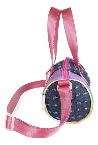 Bolsa Crossbody Cloe Textil Para Niña Diseño Parches Denim Color Lila