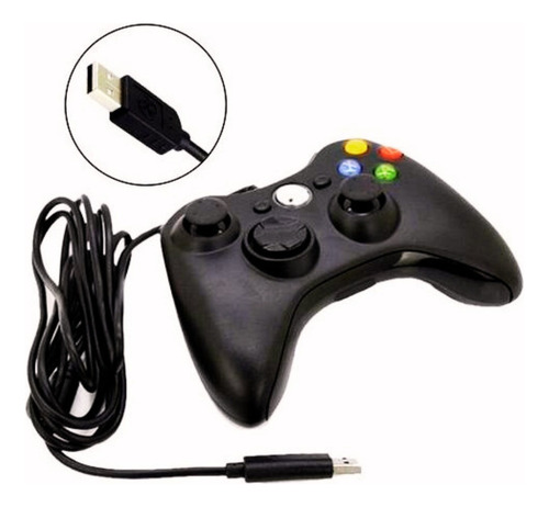 Controle Usb Com Fio Para Xbox 360 Computador Ps3 Gamepass Preto
