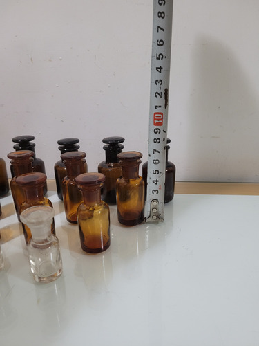 Antiguo Frascos Tapón Años 20 Boticario Farmacia Adorno Lote (Usado)