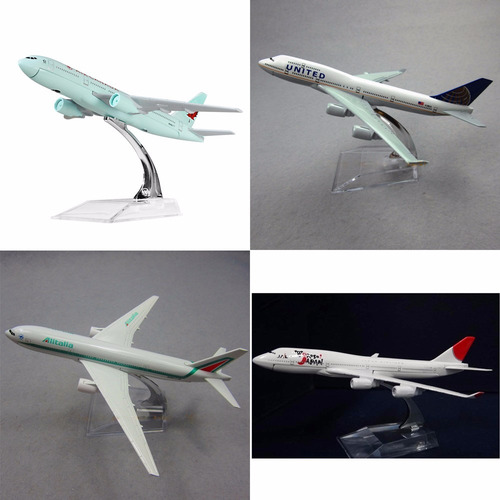 4 Pç Miniatura Aviao Metal Boeing Airbus Varios Modelos 16cm
