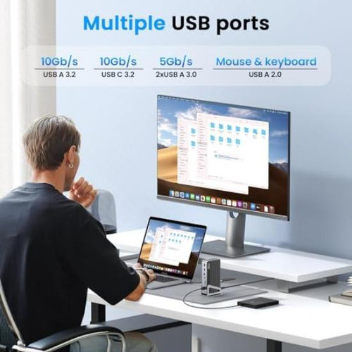 Displaylink Docking Station 3 Monitores Con Adaptador De Cor