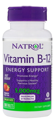 Vitamina B12 Fresa De Disolución Rápida 5000 Mcg 100 Tabs