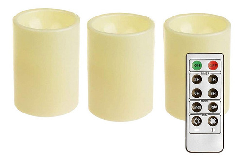 Imagen 1 de 4 de Velas Luz Led (3) Decorativas Con Control (1)