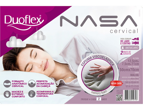 Kit 2 Travesseiros Nasa Viscoelástico Cervical Duoflex